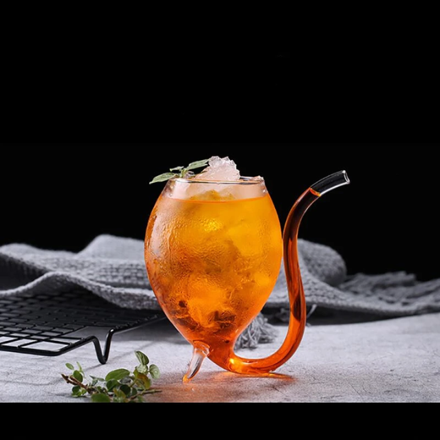 Lismali Home and Decor Straw Glasses Transparent Cat Tail Cocktail Glasses