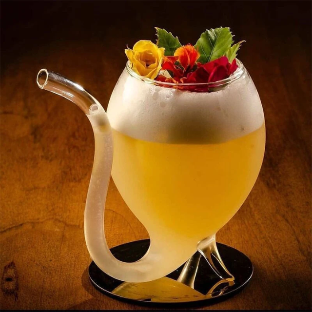 Lismali Home and Decor Straw Glasses Transparent Cat Tail Cocktail Glasses