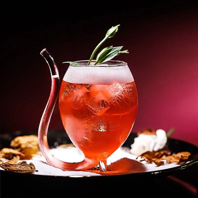 Lismali Home and Decor Straw Glasses Transparent Cat Tail Cocktail Glasses