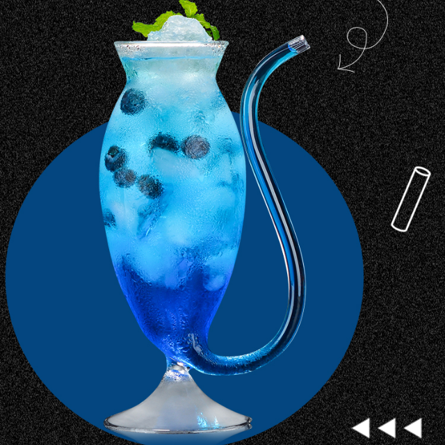 Lismali Home and Decor Straw Glasses Transparent Cat Tail Cocktail Glasses