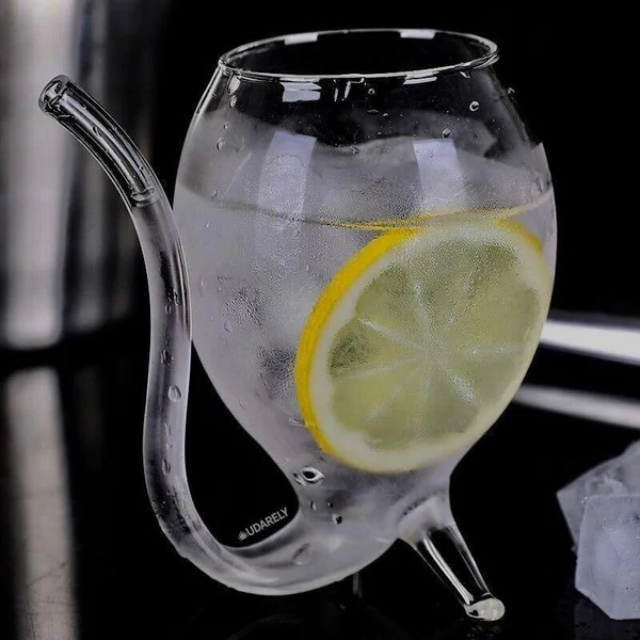 Lismali Home and Decor Straw Glasses Transparent Cat Tail Cocktail Glasses