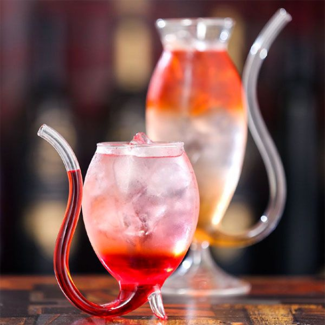 Lismali Home and Decor Straw Glasses Transparent Cat Tail Cocktail Glasses