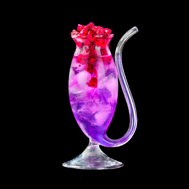 Lismali Home and Decor Straw Glasses Transparent Cat Tail Cocktail Glasses