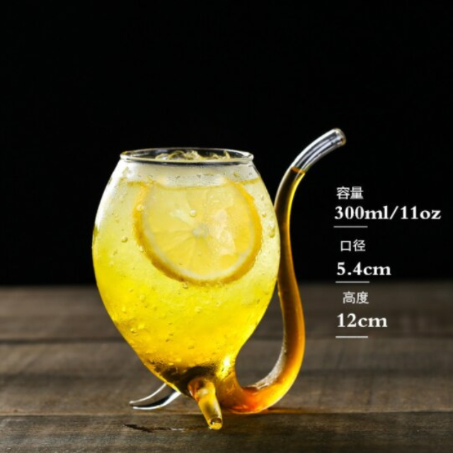 Lismali Home and Decor Straw Glasses Transparent Cat Tail Cocktail Glasses