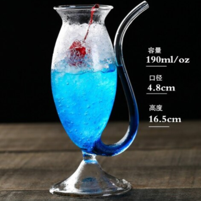 Lismali Home and Decor Straw Glasses Transparent Cat Tail Cocktail Glasses