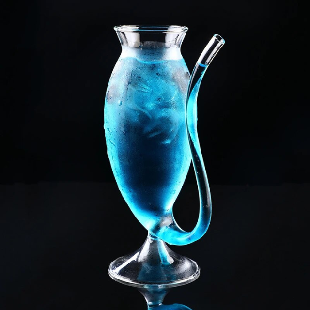 Lismali Home and Decor Straw Glasses Transparent Cat Tail Cocktail Glasses