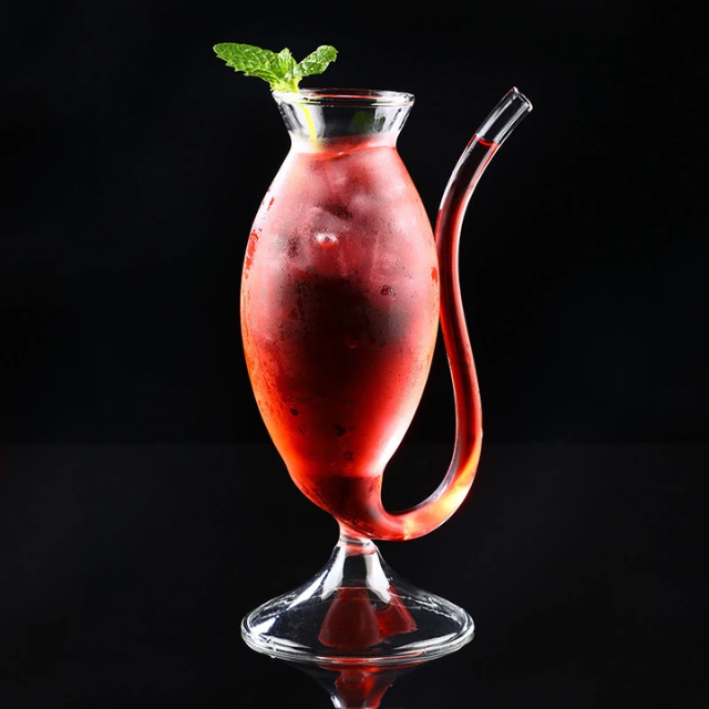 Lismali Home and Decor Straw Glasses Transparent Cat Tail Cocktail Glasses