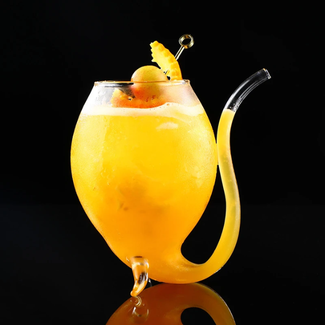 Lismali Home and Decor Straw Glasses Transparent Cat Tail Cocktail Glasses