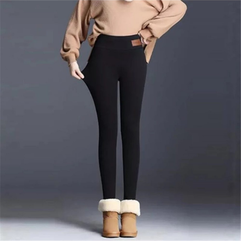 Winter Warmest Legging High Waist Stretchy Fleece Pants - Words Pattern