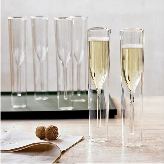 Lismali Home and Decor Aquamarine Flutes Glasses Transparent Tulip Cocktail Glasses