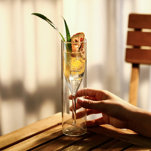 Lismali Home and Decor Aquamarine Flutes Glasses Transparent Tulip Cocktail Glasses
