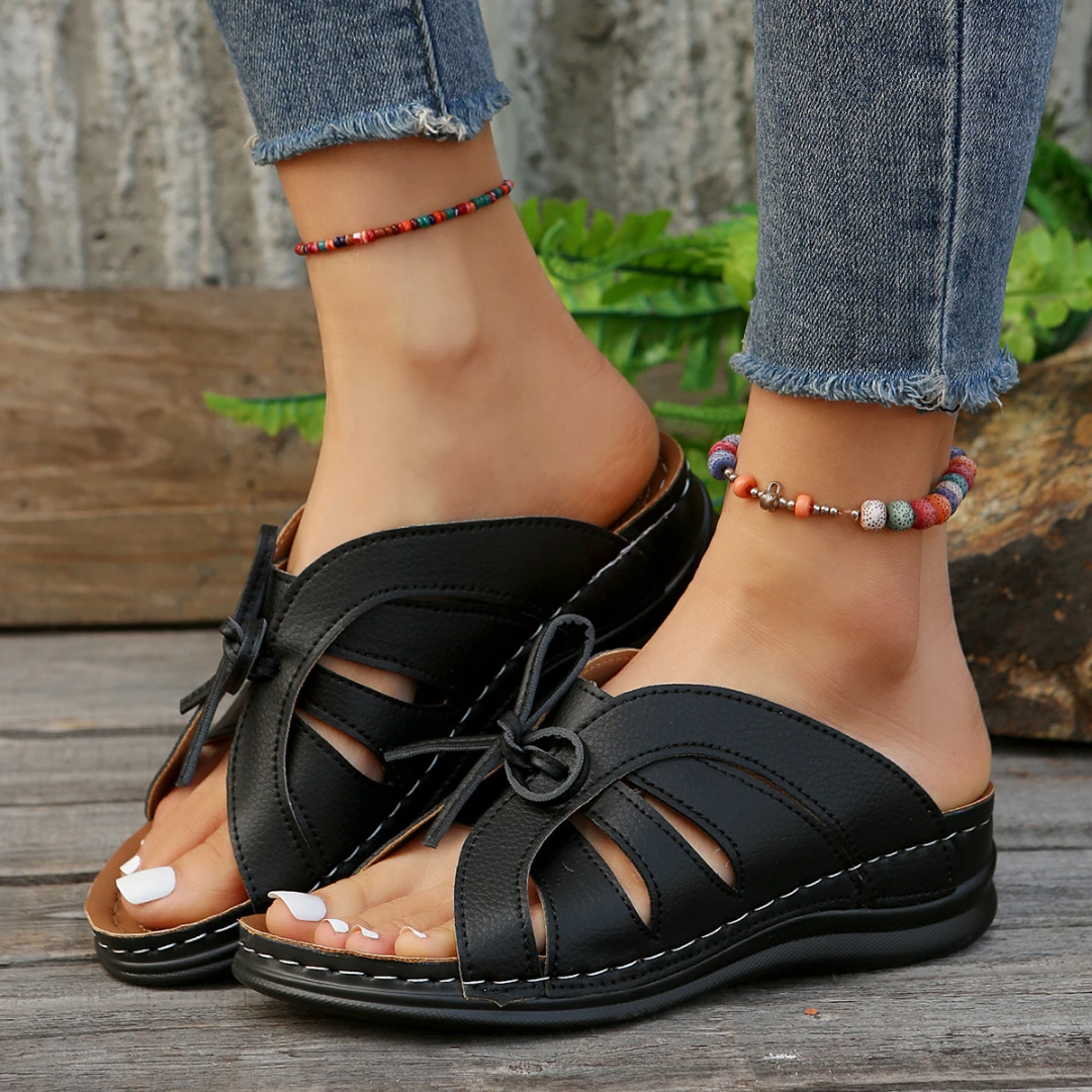 Lismali Uniqcomfy Sport Bowknot Arch Support Wedge Sandals