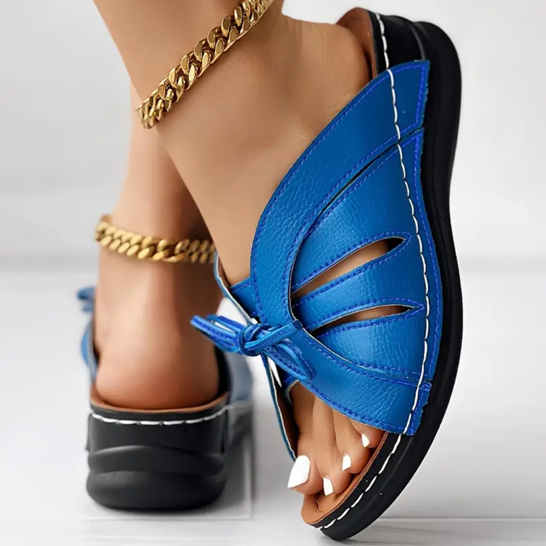 Blisscomfy Bowknot Arch Support Open Toe Slide Sandals