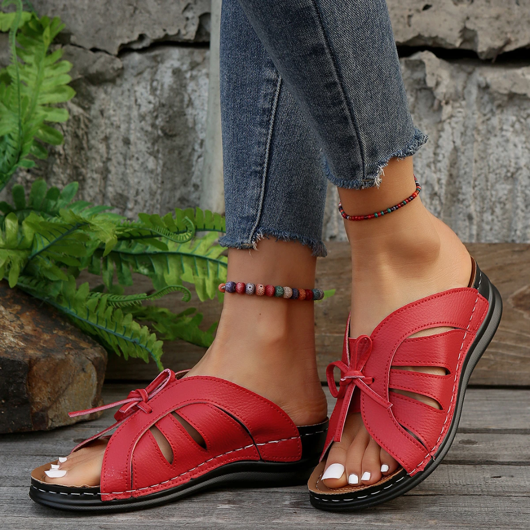 Lismali Uniqcomfy Sport Bowknot Arch Support Wedge Sandals