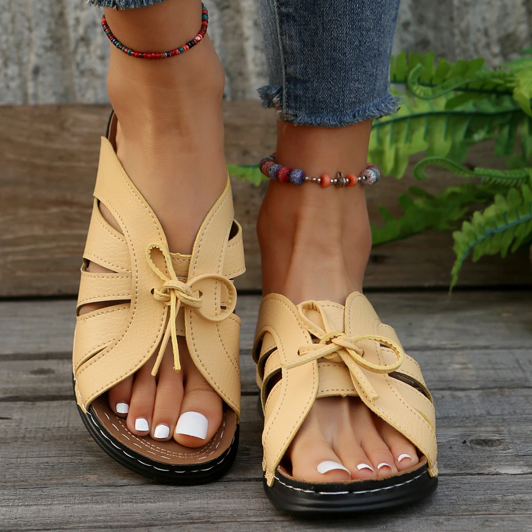 Lismali Uniqcomfy Sport Bowknot Arch Support Wedge Sandals