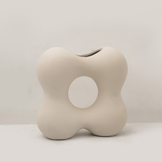 Lismali Home and Decor White Rough Ceramic Abstract Vase