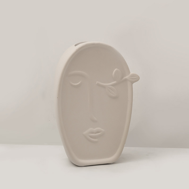 Lismali Home and Decor White Rough Ceramic Abstract Vase