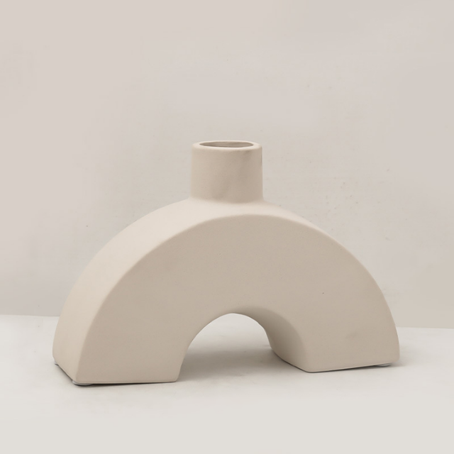 Lismali Home and Decor White Rough Ceramic Abstract Vase