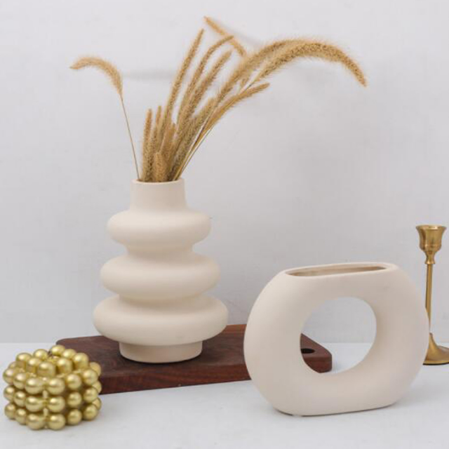 Lismali Home and Decor White Rough Ceramic Abstract Vase