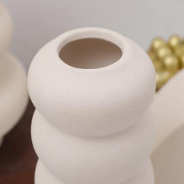 Lismali Home and Decor White Rough Ceramic Abstract Vase