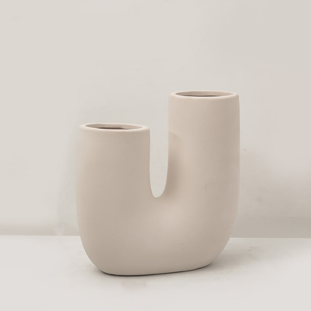 Lismali Home and Decor White Rough Ceramic Abstract Vase