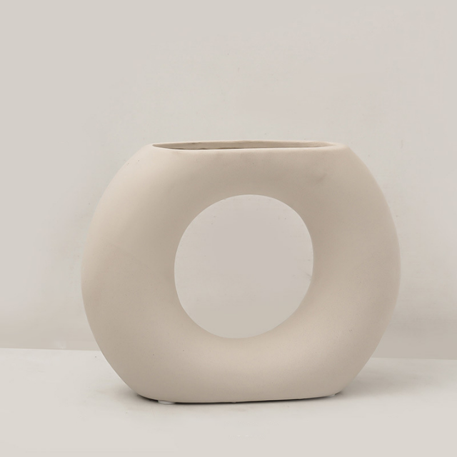 Lismali Home and Decor White Rough Ceramic Abstract Vase