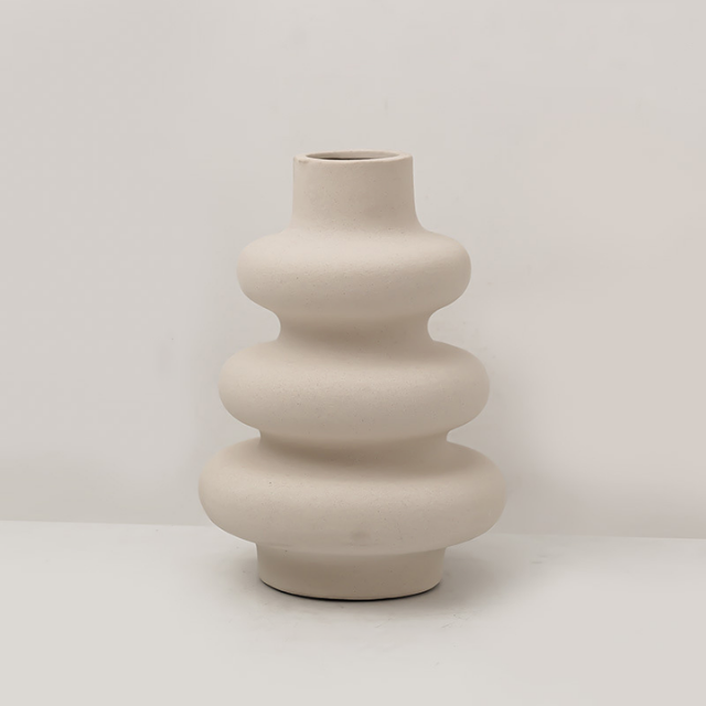 Lismali Home and Decor White Rough Ceramic Abstract Vase
