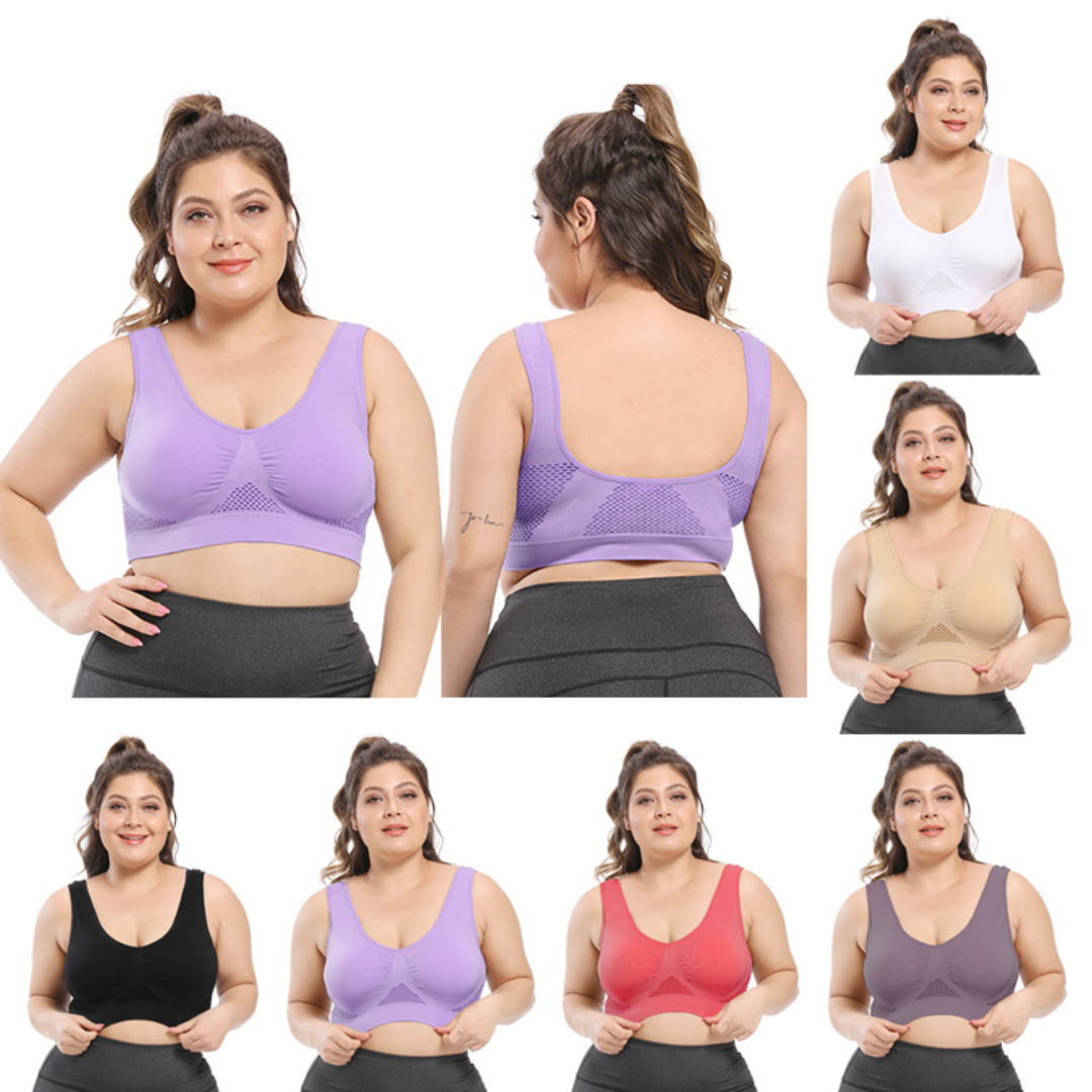 Seamless Wireless Mesh Breathable Cool Liftup Air Sports Bra Large Size Bra For Women