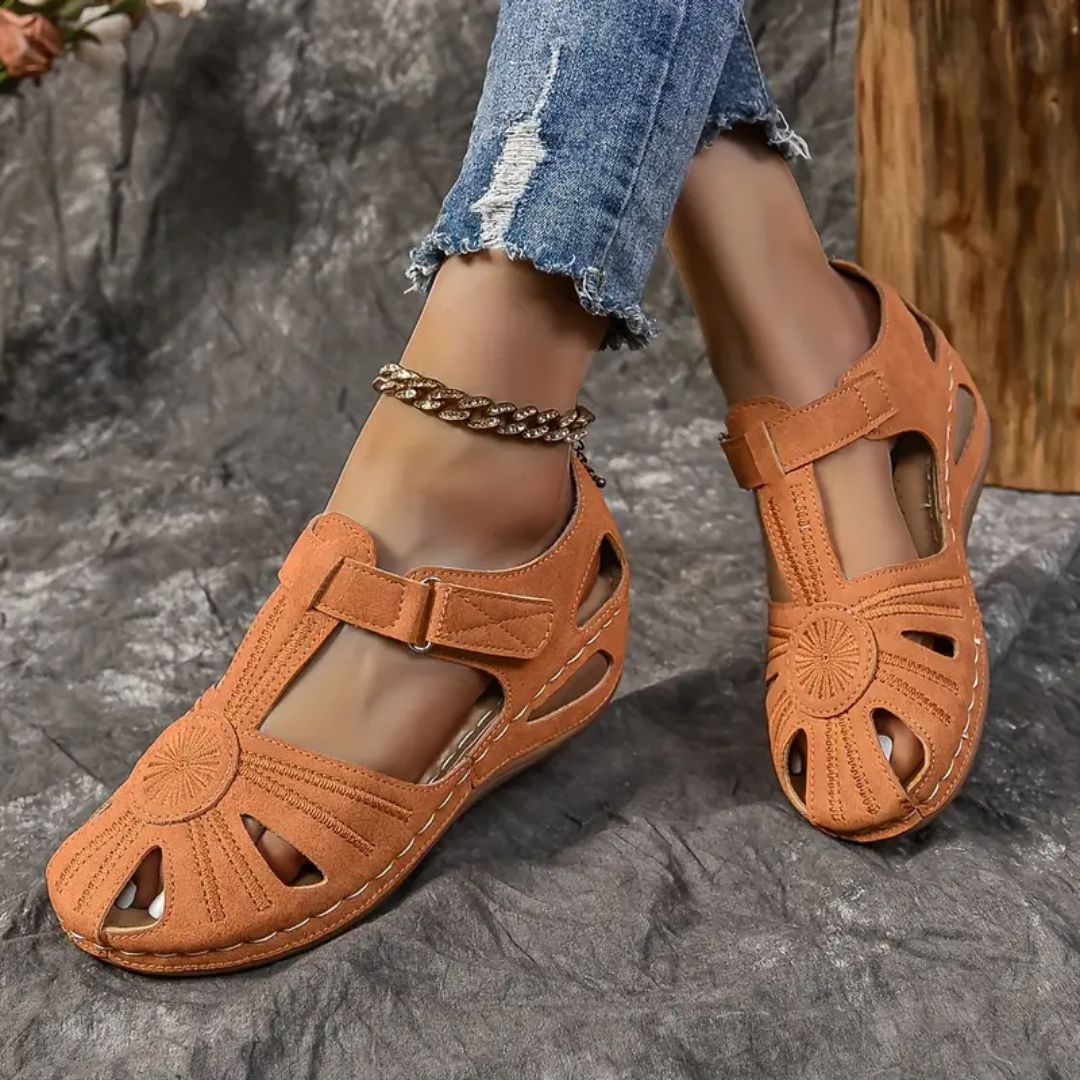 Airfleek Summer Floral Closed Toe Sandals For People With Bunions