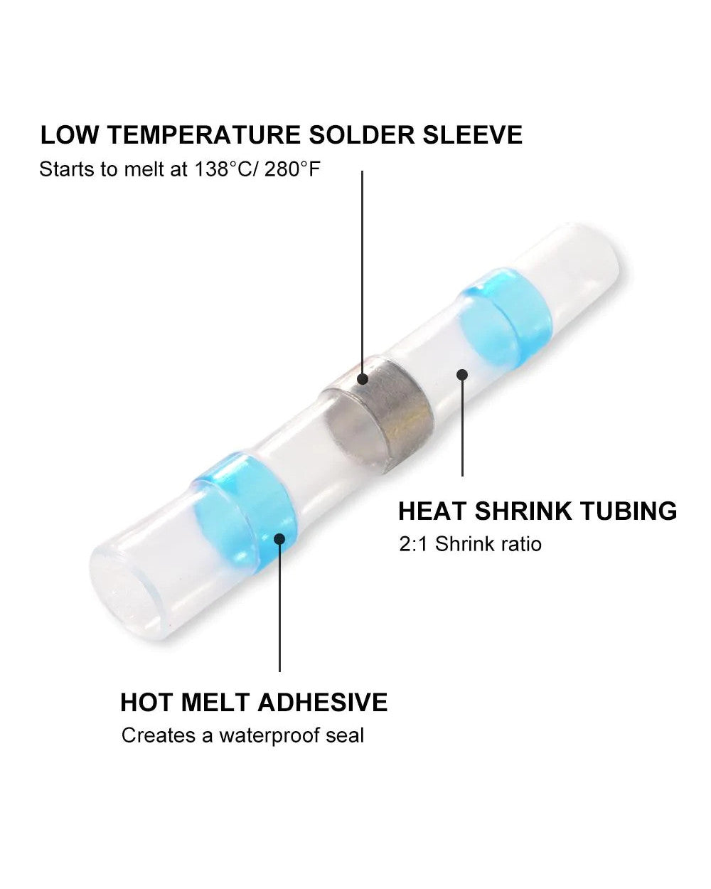 Solder Seal Wire Connectors Heat Shrink Waterproof Electrical Wire Terminals Connectors Kit