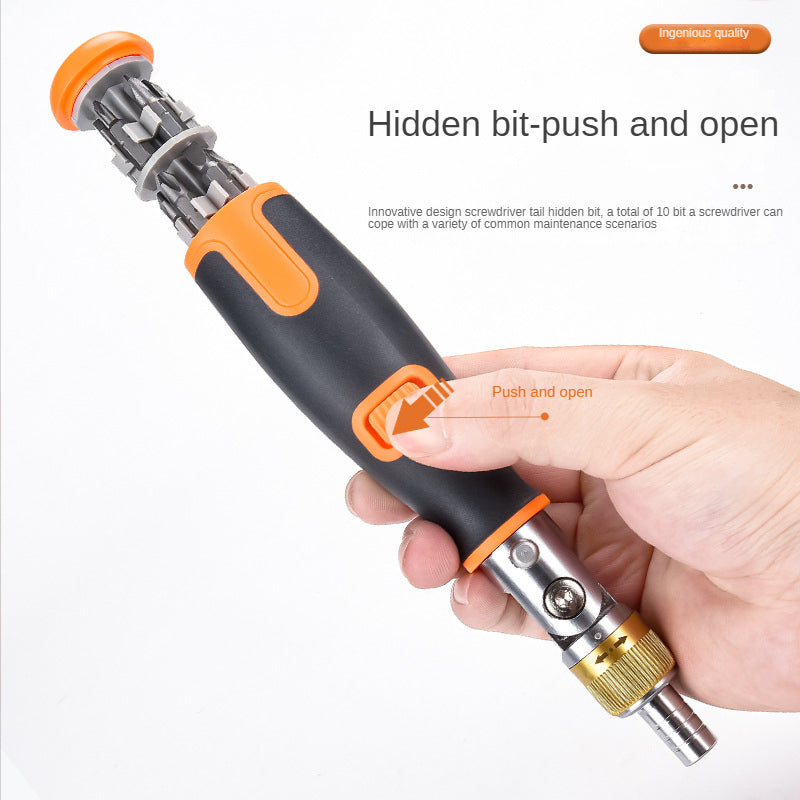 Portable Hidden Rotation Screwdriver 10 in 1 Tool