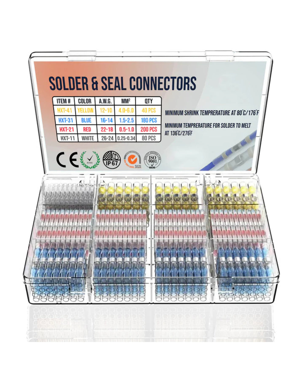 Solder Seal Wire Connectors Heat Shrink Waterproof Electrical Wire Terminals Connectors Kit