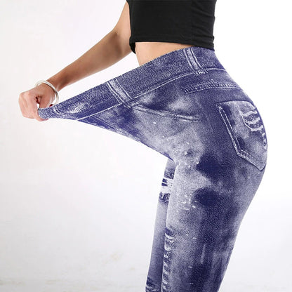 Fit Skinny High Waist Stretch Plus-Size Denim Jeans Leggings