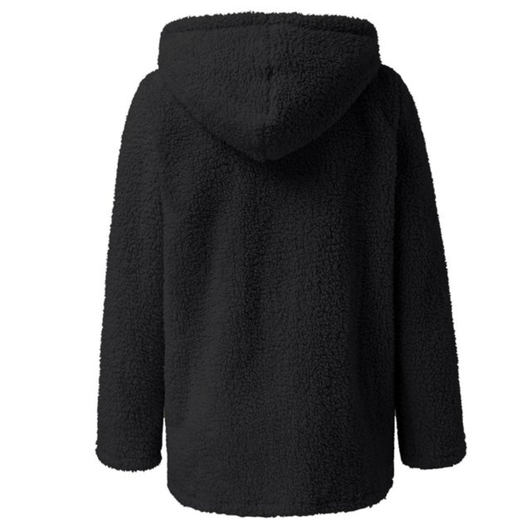 Comfy and Soft Fuzzy Sherpa Fleece Jacket Hoodies Zip Up Casual Long Sleeve Warm Sweatshirt With Pockets Large Size For Women