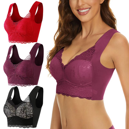 Lismali Seamless Bra Wireless Push Up Lace Bra Large Size For Women