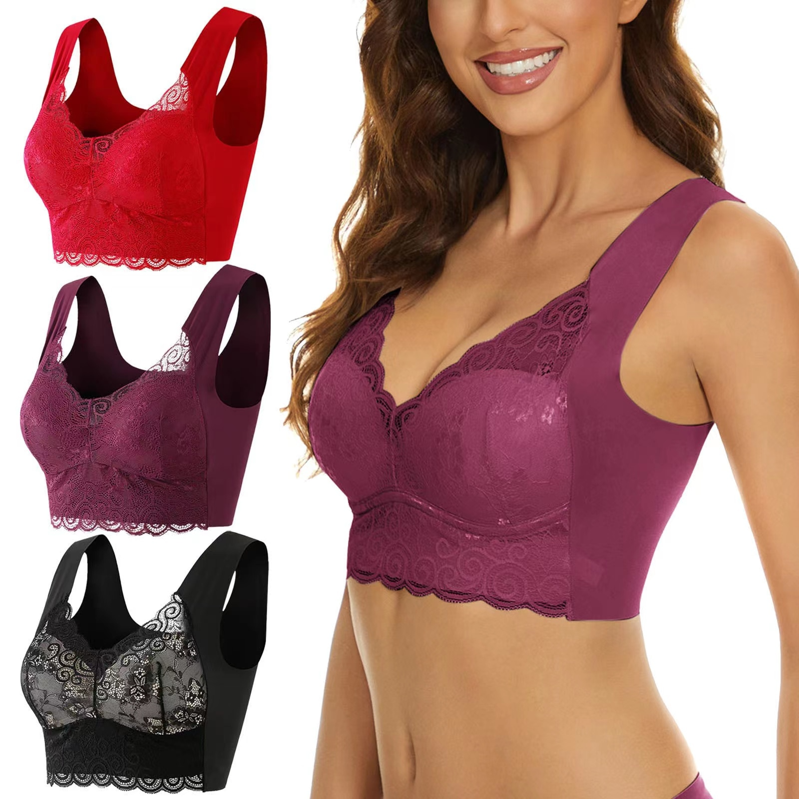  XMSM Ultra Thin Lace Bras for Women Large Breast Plus