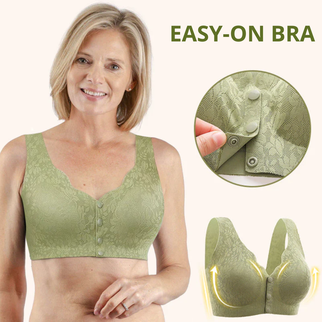 Lismali Floral Bra Wireless Front Button Bras Large Size For Women