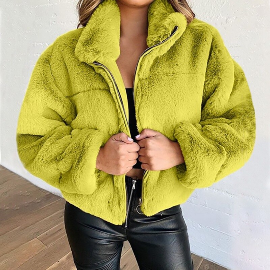 Lismali Casual Zip-up Fluffy Faux Fur Jacket With Pockets