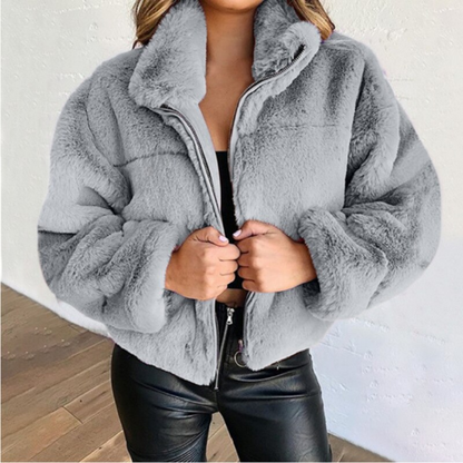 Lismali Casual Zip-up Fluffy Faux Fur Jacket With Pockets