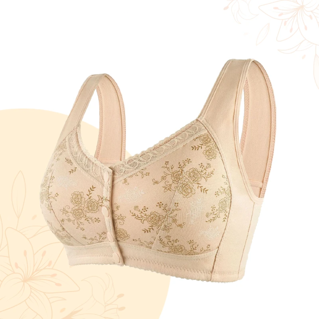 Floral Bra Wireless Front Button Bras Large Size For Women – Lismali