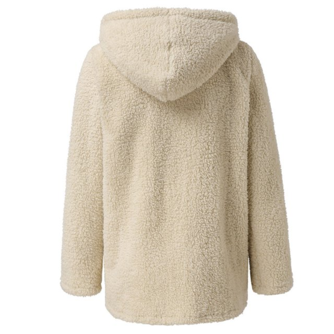 Comfy and Soft Fuzzy Sherpa Fleece Jacket Hoodies Zip Up Casual Long Sleeve Warm Sweatshirt With Pockets Large Size For Women