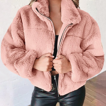 Lismali Casual Zip-up Fluffy Faux Fur Jacket With Pockets