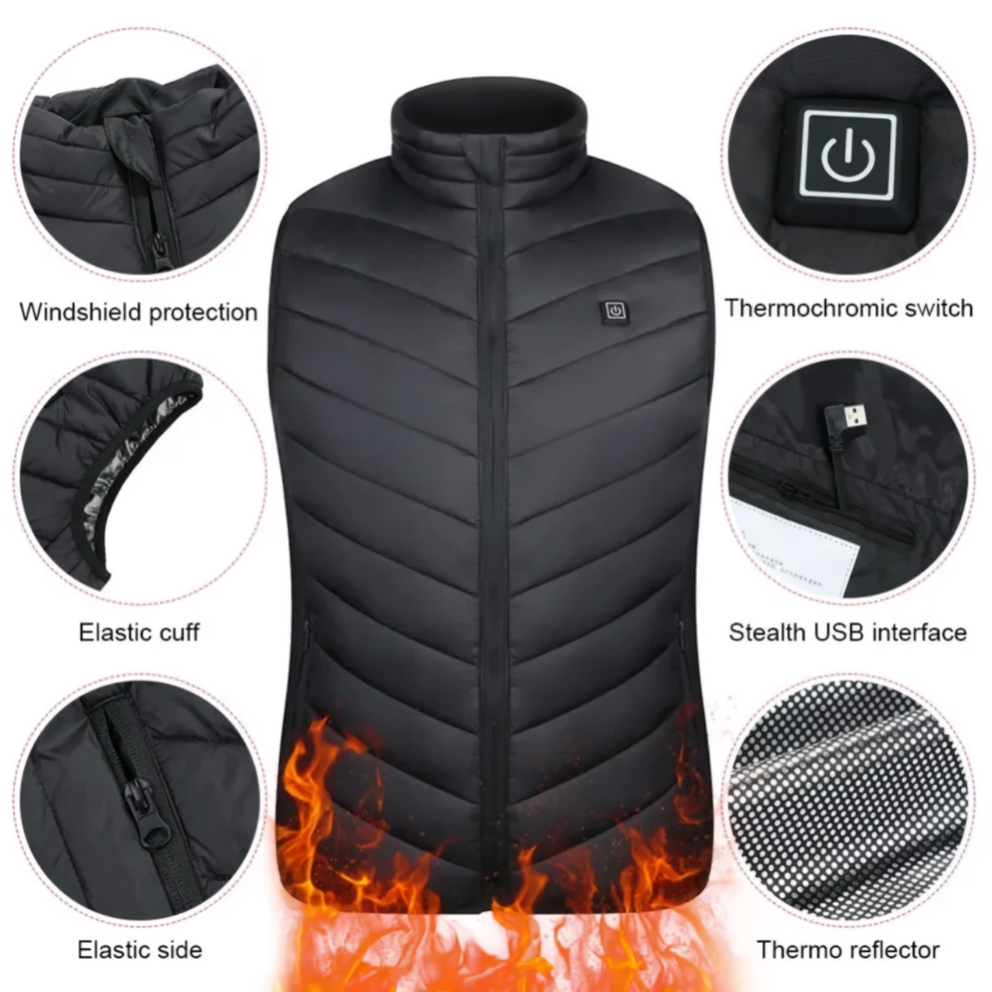 Black Heat Vest For Men