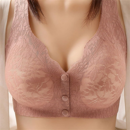 Lismali Floral Bra Wireless Front Button Bras Large Size For Women