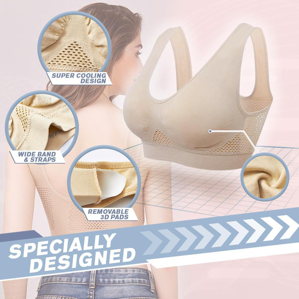 Breathable Cool Lift Up Air Bra - Seamless Wireless Cooling Comfort  Breathable Bra Removable Pads - Wireless Bra