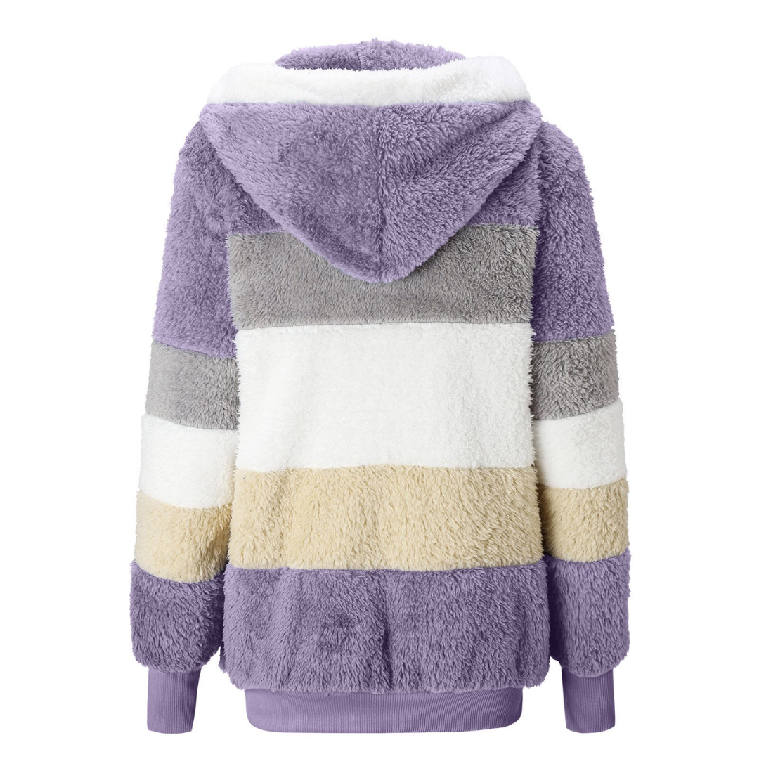 Contrasting Lamb Wool Padded Fleece Jacket