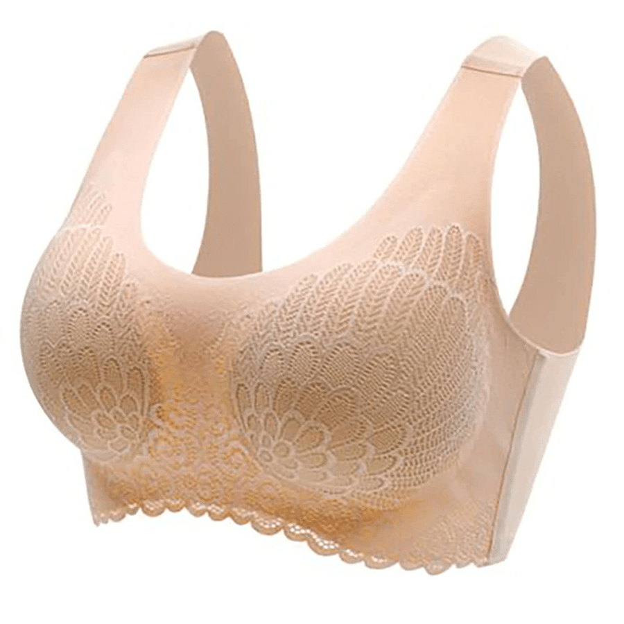 PEASKJP Seamless Bras for Women Wireless Longline Full Coverage Bra with  Back and Side Support Regular and Plus Size, Beige 36 