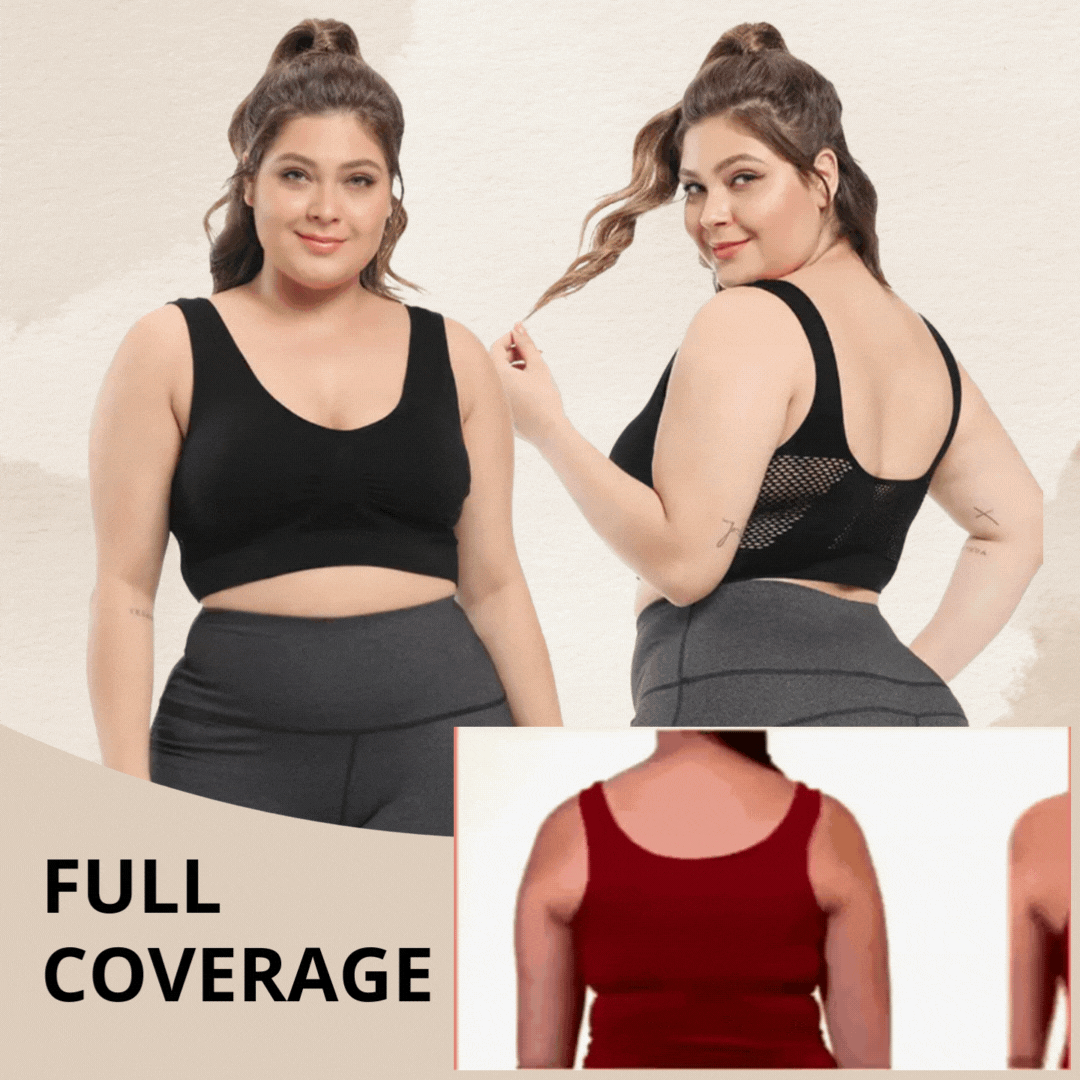 Mesh Breathable Cool Liftup Air Sports Bra Seamless Wireless Bra Large ...