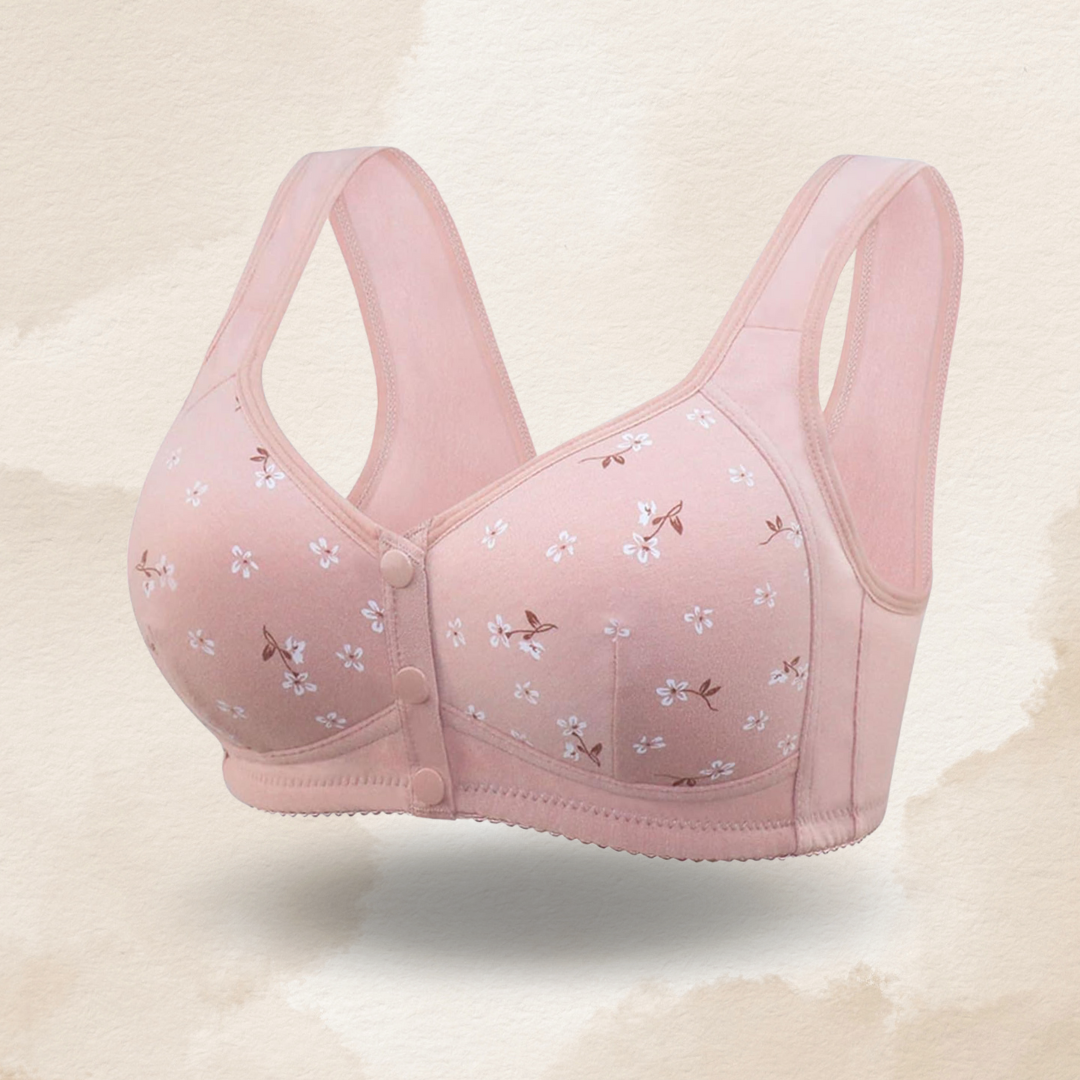 Pink Daisy Bras - Snap Front Cotton Wireless Bras Huge Cup Size