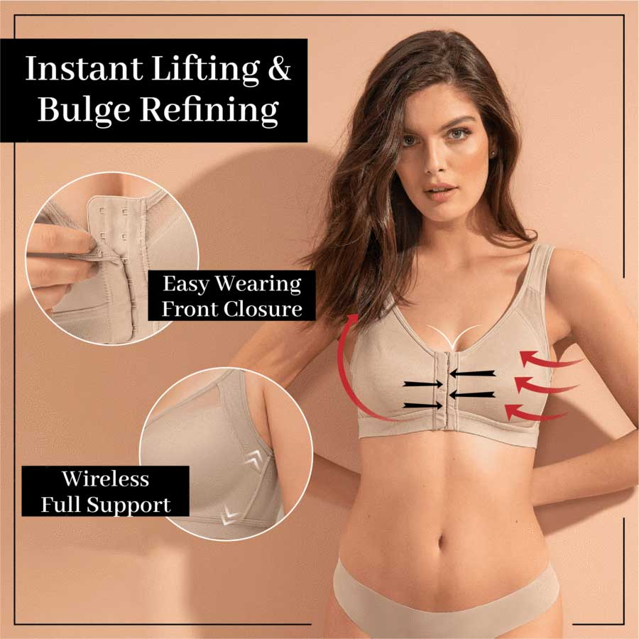 Posture Support Corrector Support Boost Bra Front Closure Bra Plus Size For Women